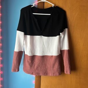 Black white and maroon long sleeve full length shirt size M
